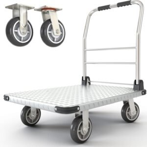 2200 lbs. Capacity Foldable Push Cart Dolly | Moving Platform Hand Truck | Heavy Duty Space Saving Collapsible | Swivel Flat Bed Wagon